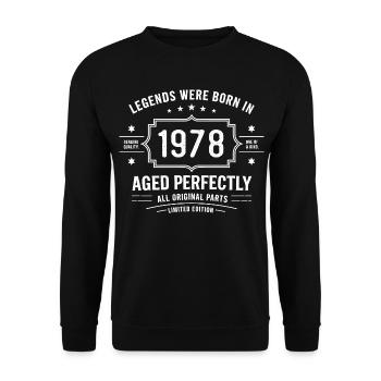 Millésime original 1978 | Cadeau d’anniversaire 1978 - Sweat-shirt Unisexe - noir - Devant - Alina (178cm) & Michal (187cm)