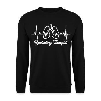 Atemtherapie Herzhand Motiv - Unisex Pullover - Schwarz - Vorne - Alina (178cm) & Michal (187cm)