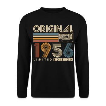 70e anniversaire 1956 Vintage Born Retro - Sweat-shirt Unisexe - noir - Devant - Alina (178cm) & Michal (187cm)