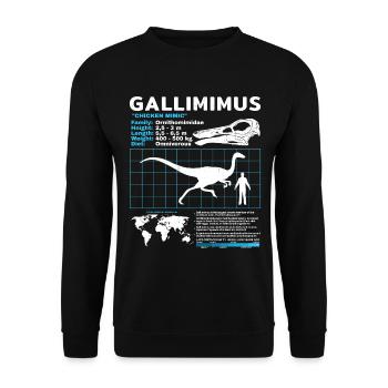 Gallimimus Fact Sheet - Unisex Pullover - Schwarz - Vorne - Alina (178cm) & Michal (187cm)