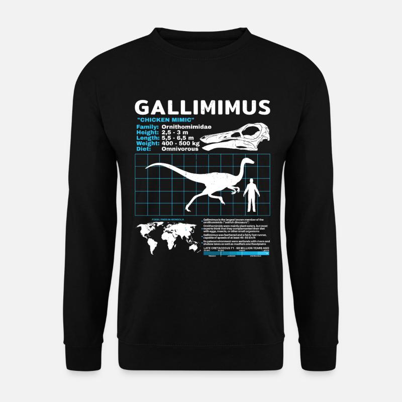Gallimimus Fact Sheet - Unisex Pullover - Schwarz