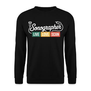 Sonographer Live Love Scan - Unisex Pullover - Schwarz - Vorne - Alina (178cm) & Michal (187cm)
