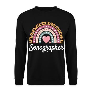 Heart Rainbow Sonography Motif - Unisex Sweatshirt - black - Front - Alina (178cm) & Michal (187cm)