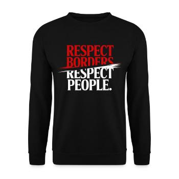 Respektieren Sie Grenzen Respektieren Sie Menschen – Grönland - Unisex Pullover - Schwarz - Vorne - Alina (178cm) & Michal (187cm)