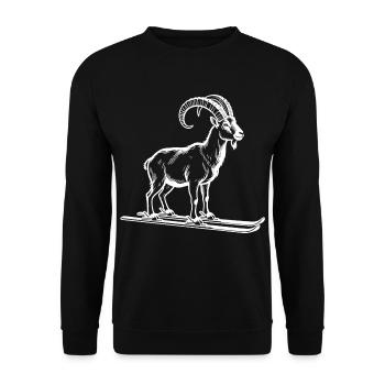 Un bouquetin drôle pour les skieurs - Sweat-shirt Unisexe - noir - Devant - Alina (178cm) & Michal (187cm)
