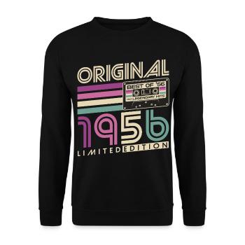 70e anniversaire 1956 Vintage Born Retro - Sweat-shirt Unisexe - noir - Devant - Alina (178cm) & Michal (187cm)