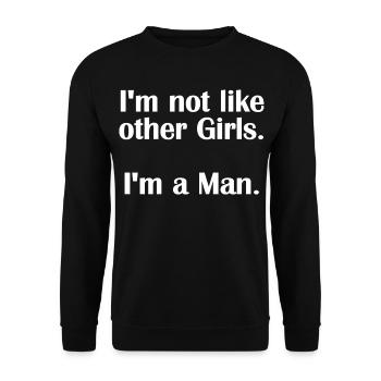 Je ne suis pas comme les autres filles - Motivation du mème de genre - Sweat-shirt Unisexe - noir - Devant - Alina (178cm) & Michal (187cm)