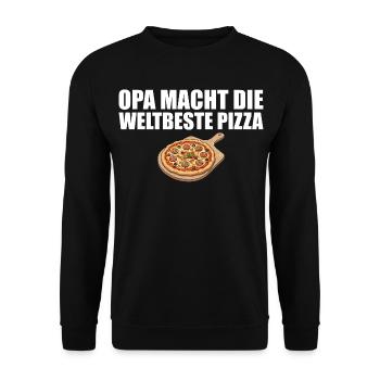 Pizza baker grandpa makes the world's best pizza - Unisex Sweatshirt - black - Front - Alina (178cm) & Michal (187cm)