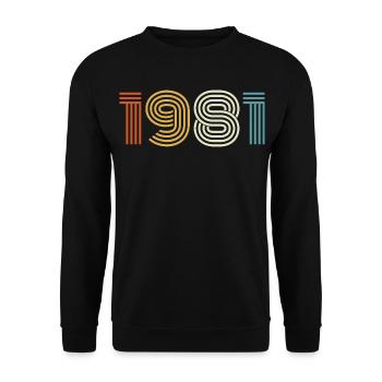 1981 Geschenk 1981 Jahrgang 1981 - Unisex Pullover - Schwarz - Vorne - Alina (178cm) & Michal (187cm)