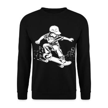 Kleiner Skater - Unisex Pullover - Schwarz - Vorne - Alina (178cm) & Michal (187cm)