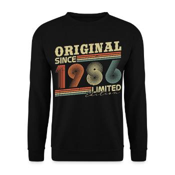 Cadeau d’anniversaire vintage original de 1986 - Sweat-shirt Unisexe - noir - Devant - Alina (178cm) & Michal (187cm)