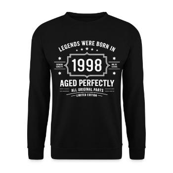 Original 1998 Vintage | Geburtstagsgeschenk 1998 - Unisex Pullover - Schwarz - Vorne - Alina (178cm) & Michal (187cm)