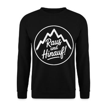 Nix wie raus – Freiheit in den Bergen - Unisex Pullover - Schwarz - Vorne - Alina (178cm) & Michal (187cm)