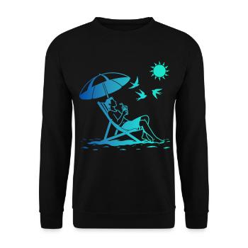 Relaxing in a deck chair on the beach - Unisex Sweatshirt - black - Front - Alina (178cm) & Michal (187cm)