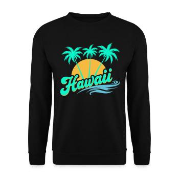 Hawaii Summer Vibes with Palm Trees and Sea - Unisex Sweatshirt - black - Front - Alina (178cm) & Michal (187cm)