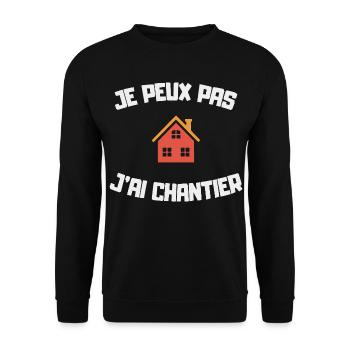 Je peux pas j’ai chantier humour bricolage maison - Sweat-shirt Unisexe - noir - Devant - Alina (178cm) & Michal (187cm)
