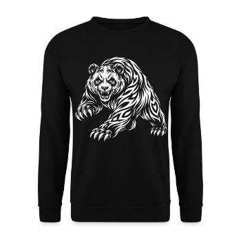 Wild Panda – Tribal Bear Motif - Unisex Sweatshirt - black - Front - Alina (178cm) & Michal (187cm)