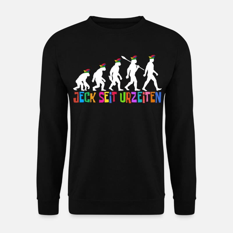 Jeck seit Urzeiten | Evolution Narren, Fastnacht - Unisex Pullover - Schwarz