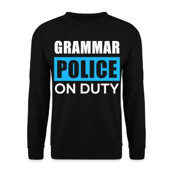 La police de la grammaire en action - Sweat-shirt Unisexe - noir - Devant - Alina (178cm) & Michal (187cm)