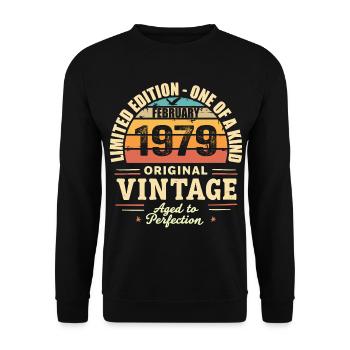 Cadeau d’anniversaire de février 1979 Février 1979 - Sweat-shirt Unisexe - noir - Devant - Alina (178cm) & Michal (187cm)