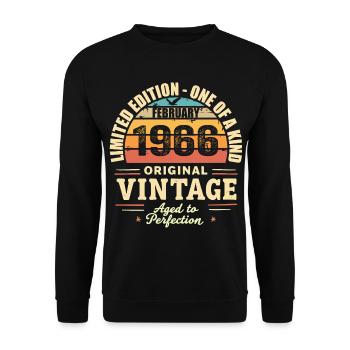 Cadeau d’anniversaire de février 1966 Février 1966 - Sweat-shirt Unisexe - noir - Devant - Alina (178cm) & Michal (187cm)