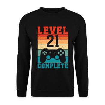21st Birthday Level 21 Complete 21 Years Gamer - Unisex Sweatshirt - black - Front - Alina (178cm) & Michal (187cm)