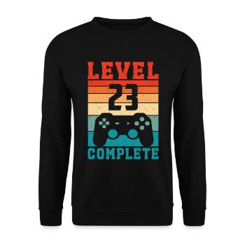 23rd Birthday Level 23 Complete 23 Years Gamer - Unisex Sweatshirt - black - Front - Alina (178cm) & Michal (187cm)