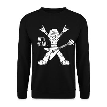 Cartoon-Gitarrist - Unisex Pullover - Schwarz - Vorne - Alina (178cm) & Michal (187cm)