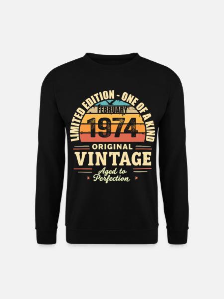 February 1974 Birthday Gift February 1974 - Unisex Sweatshirt - black