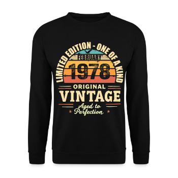 Februar 1978 Geburtstagsgeschenk Februar 1978 - Unisex Pullover - Schwarz - Vorne - Alina (178cm) & Michal (187cm)
