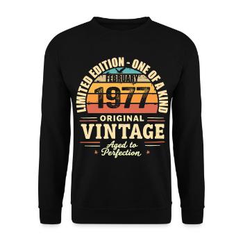 Cadeau d’anniversaire de février 1977 Février 1977 - Sweat-shirt Unisexe - noir - Devant - Alina (178cm) & Michal (187cm)