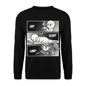 Eat Sleep LARP – The Everyday Life of a Hero - Unisex Sweatshirt - black - Front - Alina (178cm) & Michal (187cm)