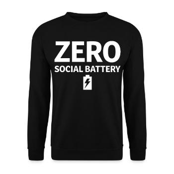 Zero Social Battery Battery Empty Introvert - Unisex Sweatshirt - black - Front - Alina (178cm) & Michal (187cm)