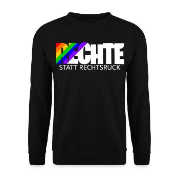 Les droits de l’homme au lieu d’un virage à droite – arc-en-ciel - Sweat-shirt Unisexe - noir - Devant - Alina (178cm) & Michal (187cm)