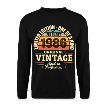Cadeau d’anniversaire de février 1986 Février 1986 - Sweat-shirt Unisexe - noir - Devant - Alina (178cm) & Michal (187cm)