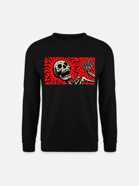 Skelett im Blutrot Retro-Print - Unisex Pullover - Schwarz