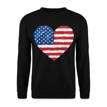 USA Heart Soccer Football United States - Unisex Sweatshirt - black - Front - Alina (178cm) & Michal (187cm)