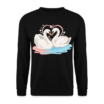 Swan heart in water couple - Unisex Sweatshirt - black - Front - Alina (178cm) & Michal (187cm)