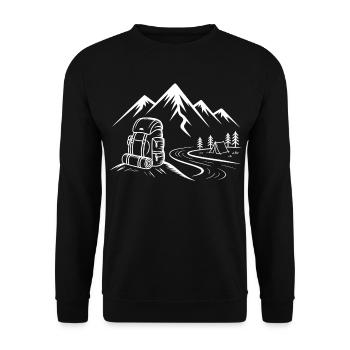 Mountain Trail Hiking Adventure - Unisex Sweatshirt - black - Front - Alina (178cm) & Michal (187cm)