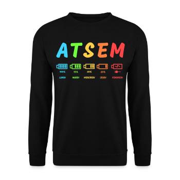 atsem, école maternelle fin d'année, maîtresse - Sweat-shirt Unisexe - noir - Devant - Alina (178cm) & Michal (187cm)