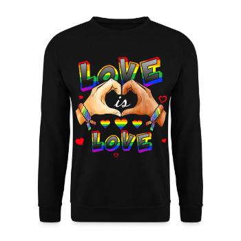 L’amour, c’est l’amour, cœurs arc-en-ciel - Sweat-shirt Unisexe - noir - Devant - Alina (178cm) & Michal (187cm)