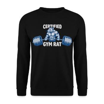 Muscular Gym Rat – Grafik für Fitness Fans - Unisex Pullover - Schwarz - Vorne - Alina (178cm) & Michal (187cm)