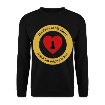 Die Spielfigur meines Herzens: Klein, aber mächtig in Liebe - Unisex Pullover - Schwarz - Vorne - Alina (178cm) & Michal (187cm)
