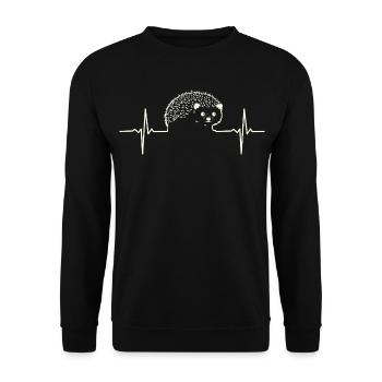 Ligne ECG Heartbeat Hedgehog - Sweat-shirt Unisexe - noir - Devant - Alina (178cm) & Michal (187cm)