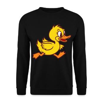 Rennende Ente Baby Duck Duckling Entchen Entlein - Unisex Pullover - Schwarz - Vorne - Alina (178cm) & Michal (187cm)