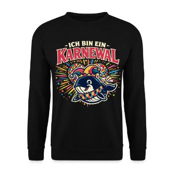 Karneval 2026 Geburtstag Geschenk Alaaf - Unisex Pullover - Schwarz - Vorne - Alina (178cm) & Michal (187cm)