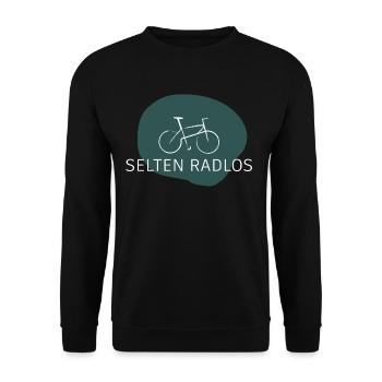 Selten Radlos – Wortspiel Fahrrad Spruch - Unisex Pullover - Schwarz - Vorne - Alina (178cm) & Michal (187cm)