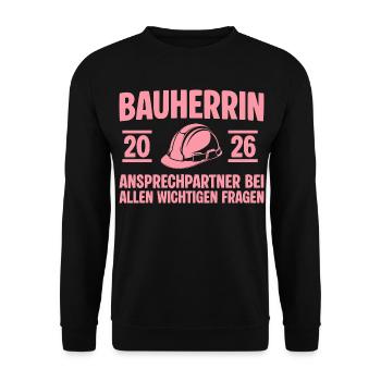 House Construction Contact Person Builder 2026 - Unisex Sweatshirt - black - Front - Alina (178cm) & Michal (187cm)