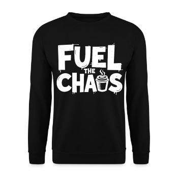 Fuel the Chaos Coffee Saying for Rebels - Unisex Sweatshirt - black - Front - Alina (178cm) & Michal (187cm)