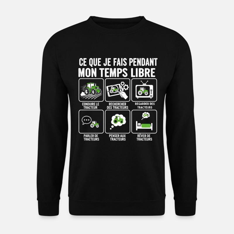 Temps libre et tracteurs: activités - Sweat-shirt Unisexe - noir